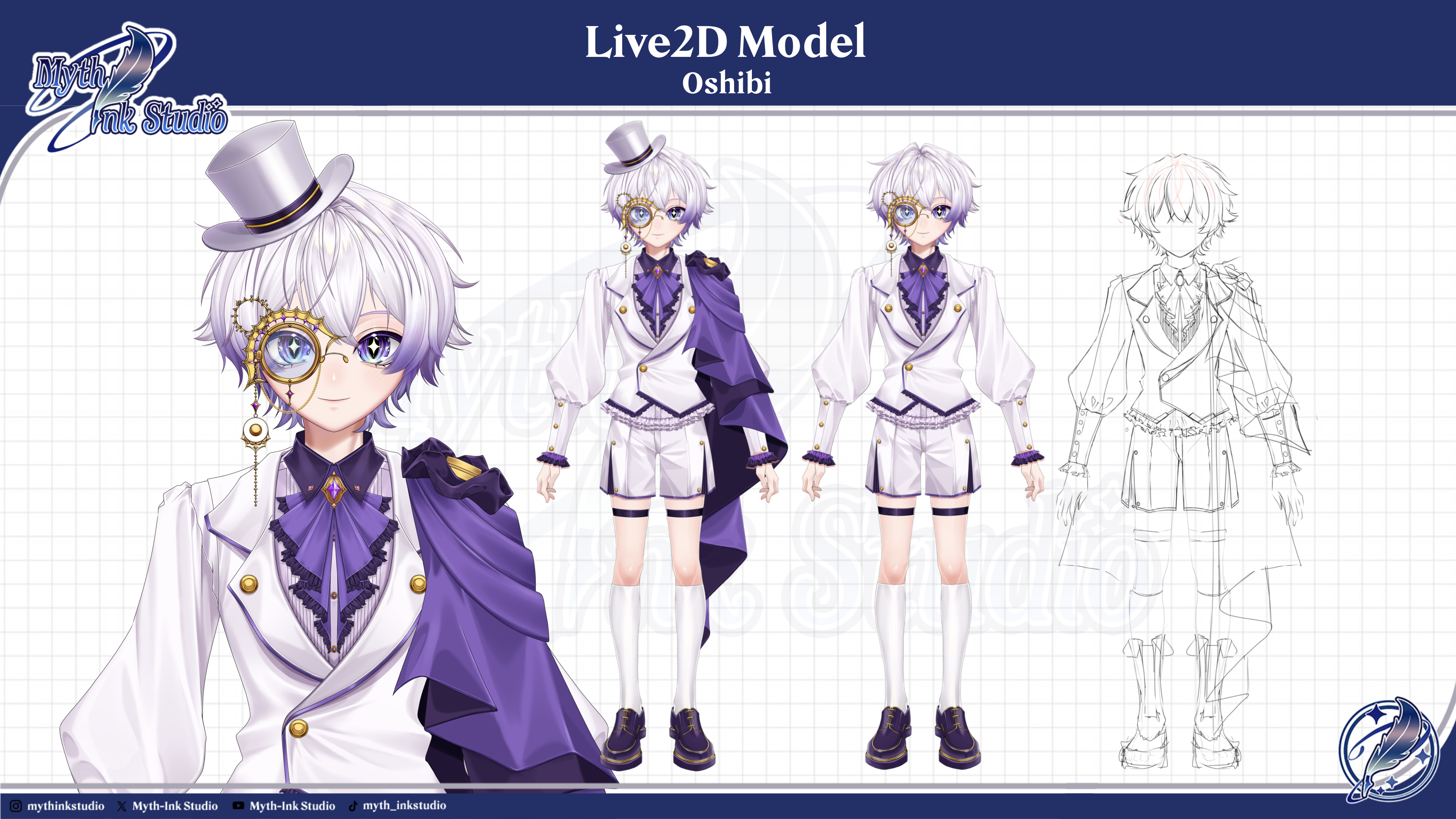 Live2D VTuber model design - Character art commission