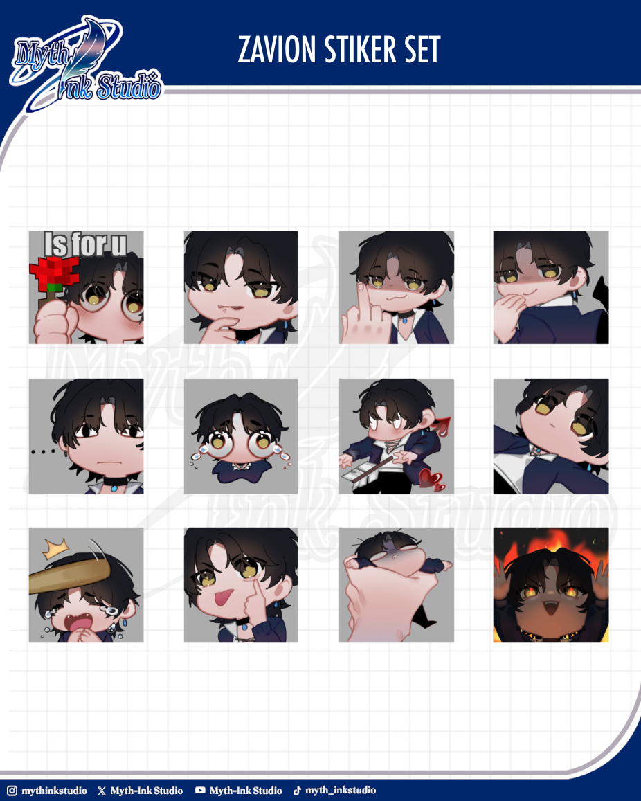 Zavion custom sticker set - Complete VTuber emote pack